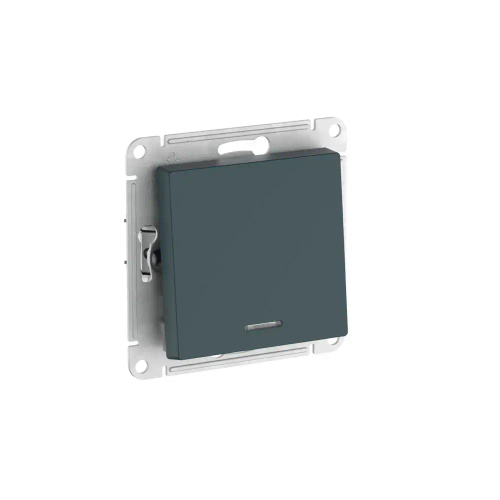 ATLASDESIGN 1-клавишный ВЫКЛЮЧАТЕЛЬ с подсветкой, сх.1а, 10АХ, мех., быстрозажим. клем., ИЗУМРУД