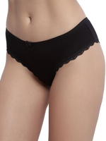 Хлопковые трусики-бразилиана с кружевной отделкой по ножке (Размер: S) (Цвет: серый)