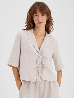 Укороченная рубашка на завязках изо льна