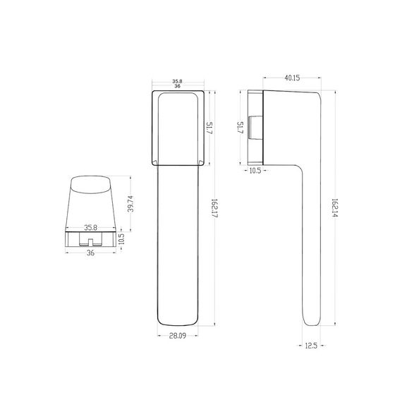 Размеры дверной ручки CORAL MPR