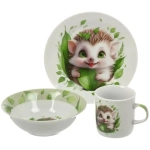 Набор посуды керамика, 3 шт, Ёжик, тарелка 17.5 см, салатник 15 см/350 мл, кружка 230 мл, Daniks