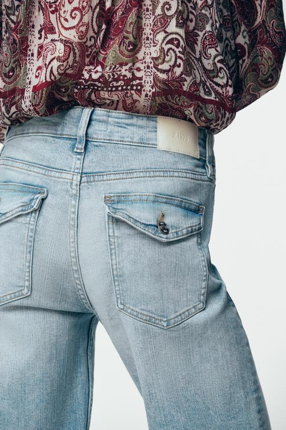 ZARA ДЖИНСЫ Z1975 КЛЕШ С НИЗКОЙ ПОСАДКОЙ, ВЫЦВЕТШИЙ СИНИЙ