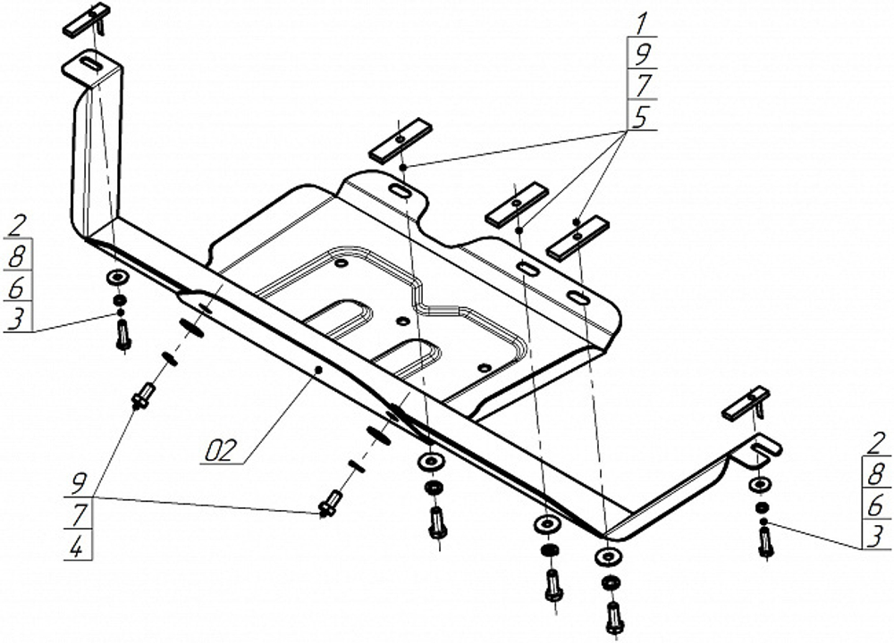 Защита раздаточной коробки. 2 мм, Сталь. для Jac T9 2024-н.в., Motodor.78318