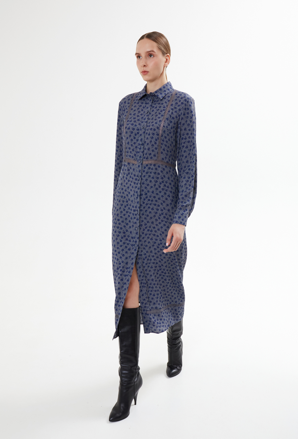 Платье «Синяя роза», серый