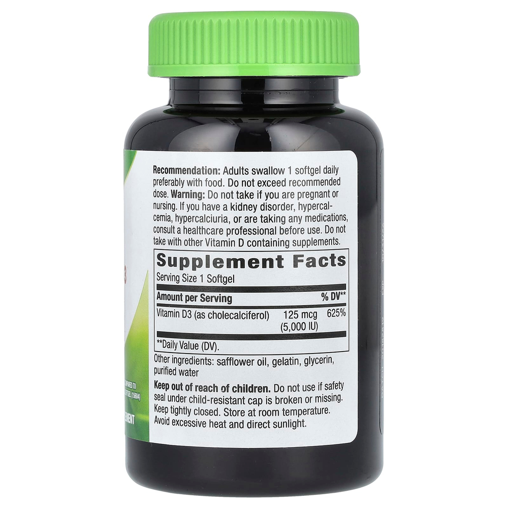 Nature's Way, витамин D3 Max, 125 мкг (5000 МЕ), 240 мягких таблеток