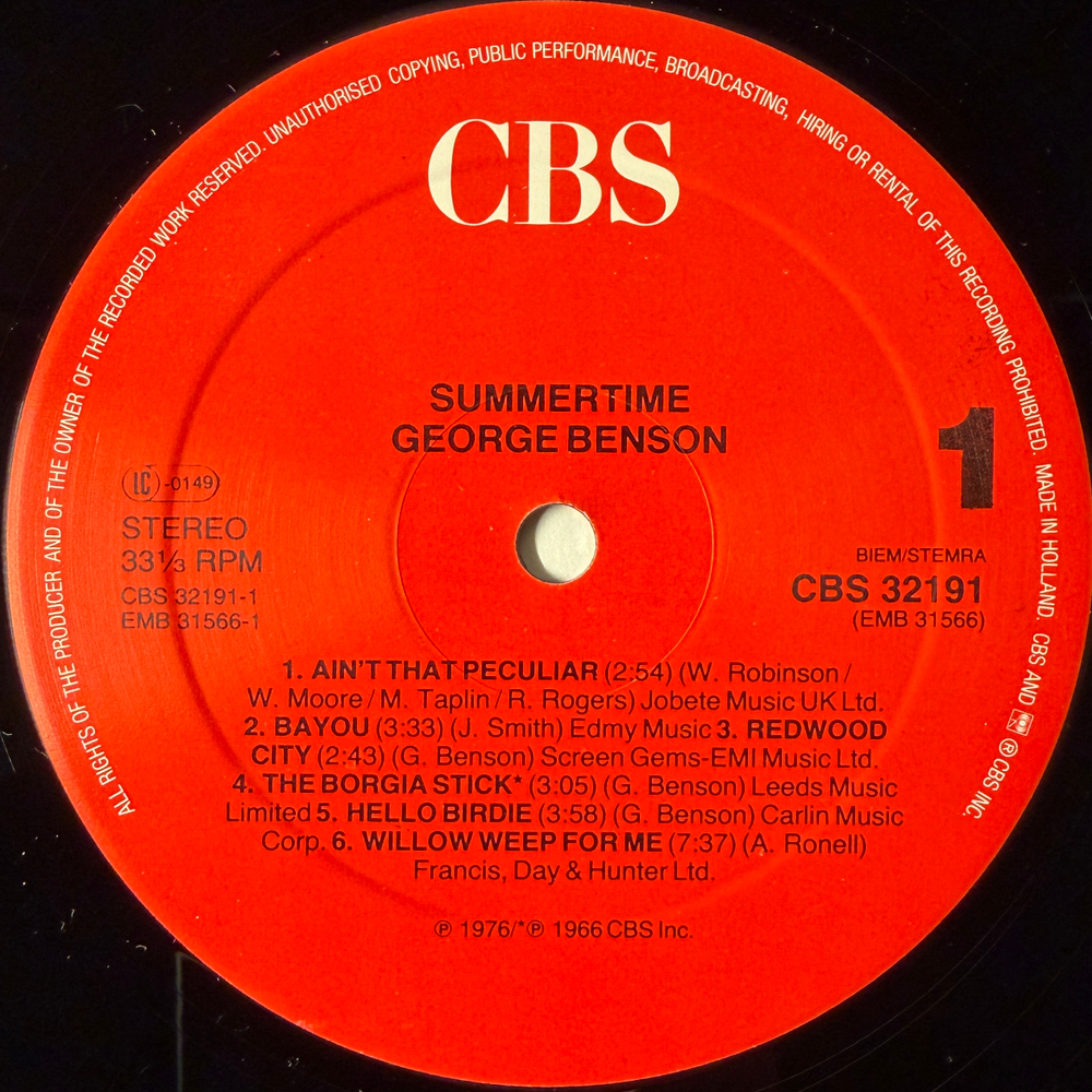 George Benson ‎– Summertime (Голландия)
