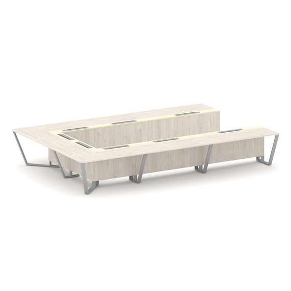 Steel Meet Стол переговорный П-образный KM-PR.B.SP-15P Денвер Светлый/Ваниль Глянец/Металл Серый 480