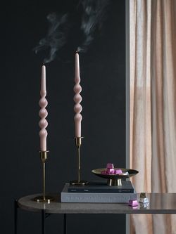 Набор из двух свечей цвета пыльной розы из коллекции Essential, 35 см