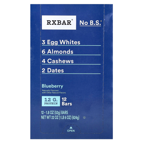 RXBAR, Протеиновый батончик, голубика, 12 батончиков, 52 г (1,8 унции)