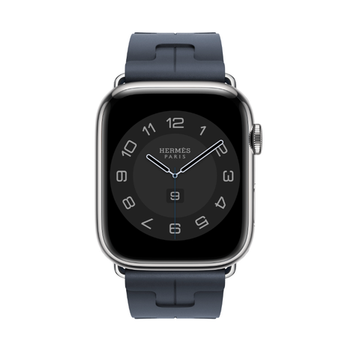 Apple Watch Hermès 45mm Silver Stainless Steel Case with Navy Kilim Single Tour
