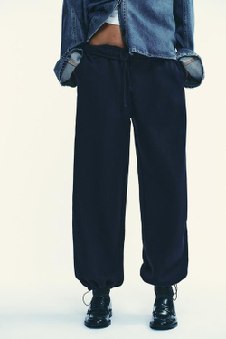 ZARA БАЗОВЫЕ ПРЯМЫЕ БРЮКИ ИЗ МЯГКОЙ ТКАНИ, МОРСКОЙ СИНИЙ