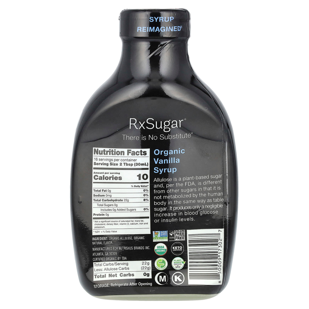 RxSugar, Органический ванильный сироп, 473 мл (16 жидк. унц.)
