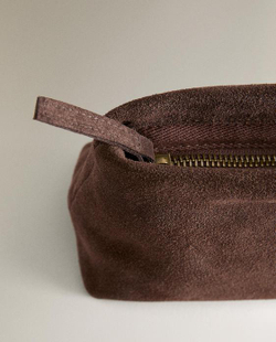 ZARA HOME НЕБОЛЬШАЯ КОСМЕТИЧКА ИЗ РАСЩЕПЛЕННОЙ КОЖИ, ШОКОЛАДНЫЙ