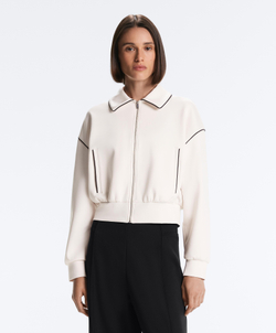 Oysho Куртка с эффектом неопрена без капюшона, экрю