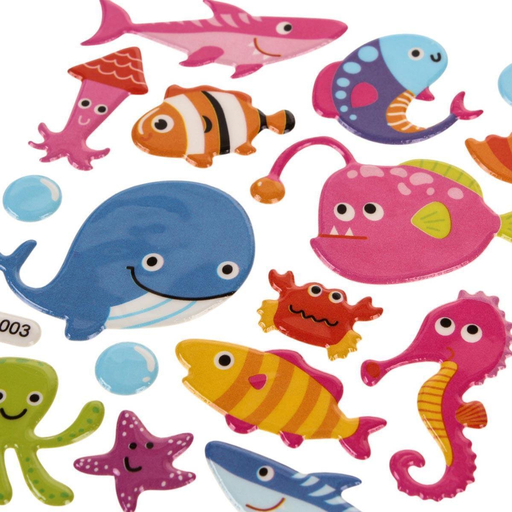 Наклейки выпуклые "Подводный мир" 20*10см.