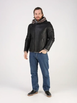 Дубленка зимняя куртка натуральная с капюшоном косуха