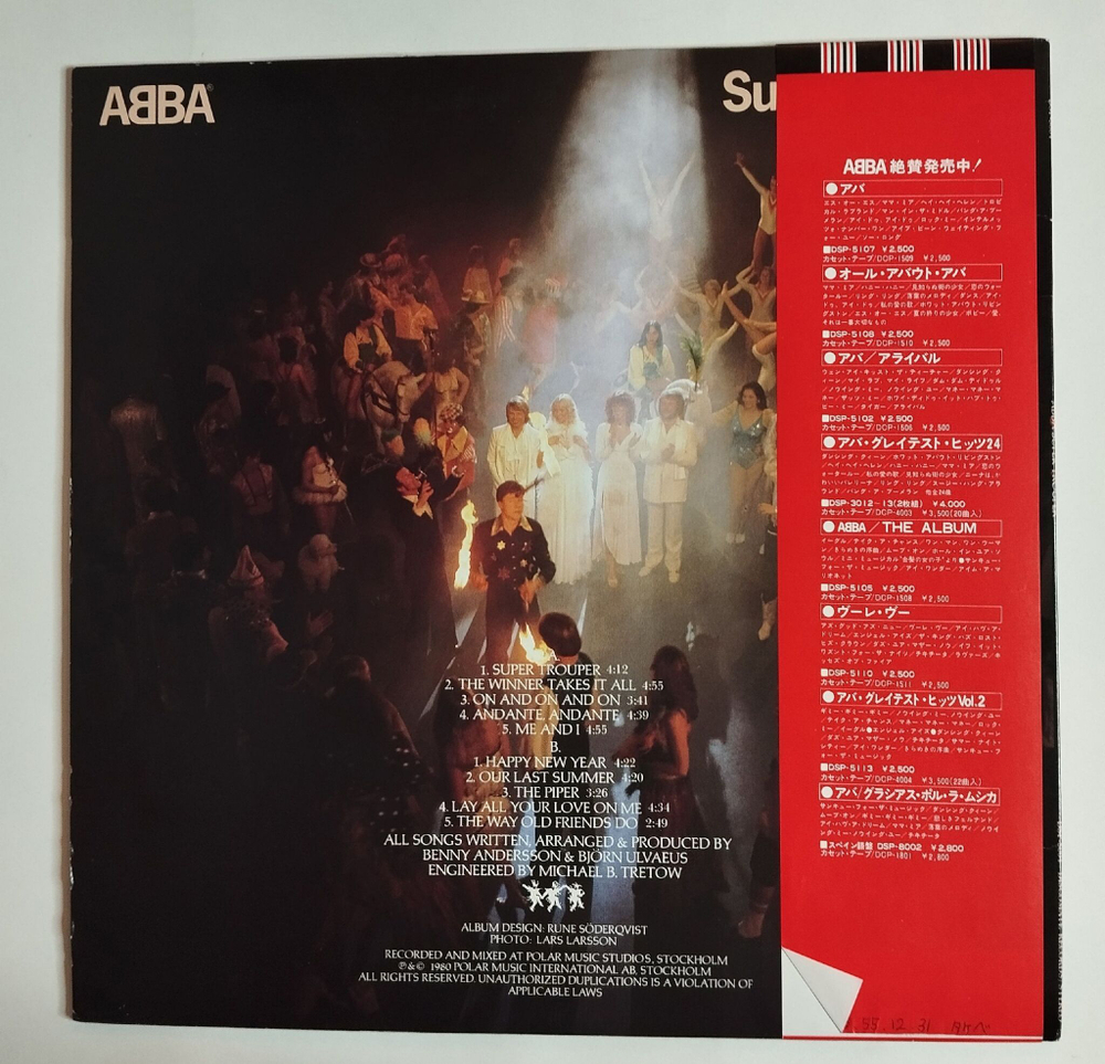 Винтажная виниловая пластинка LP ABBA Super Trouper (Japan 1980) (Obi) (EX)