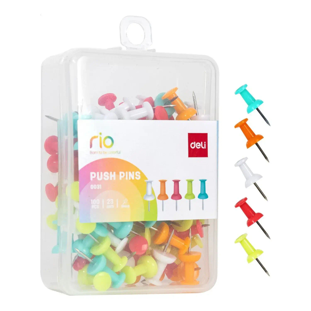 Кнопки Гвоздики Deli E0031 Essential l=23мм ассорти (упак.:100шт)