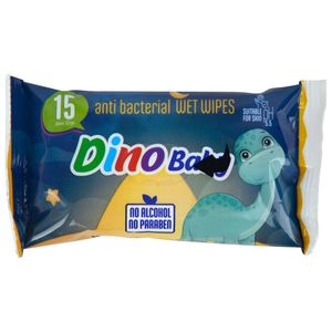 Салфетки влажные Dino Baby детские 15 шт/упак 120 упак/кор