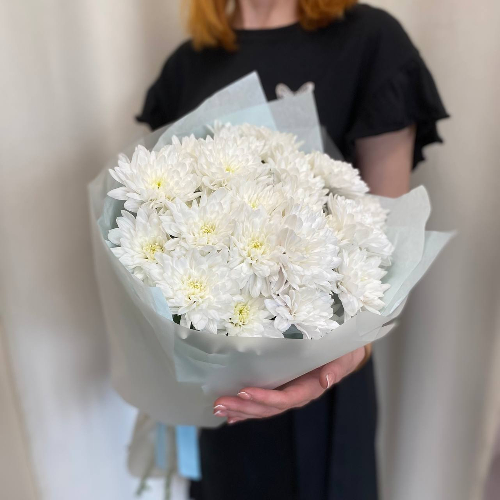 Букет из белых хризантем, 5 шт (мб 7)