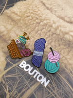 Брошь-Пин "Клубок пряжи" бирюзовый/розовый