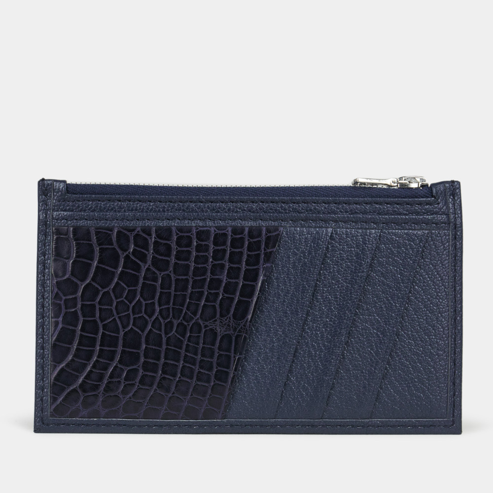 Кардхолдер-кошелек кожаный Franc синего цвета