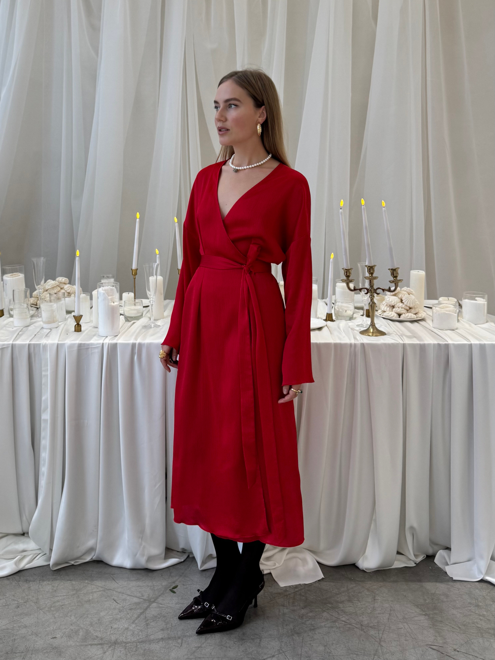 Платье Кимоно алый