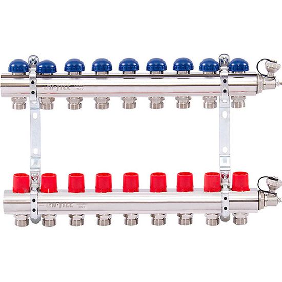 Коллектор Uni-Fitt 1"х3/4" 9 вых. латунь с регулировочными и термостатическими вентилями 441E4309