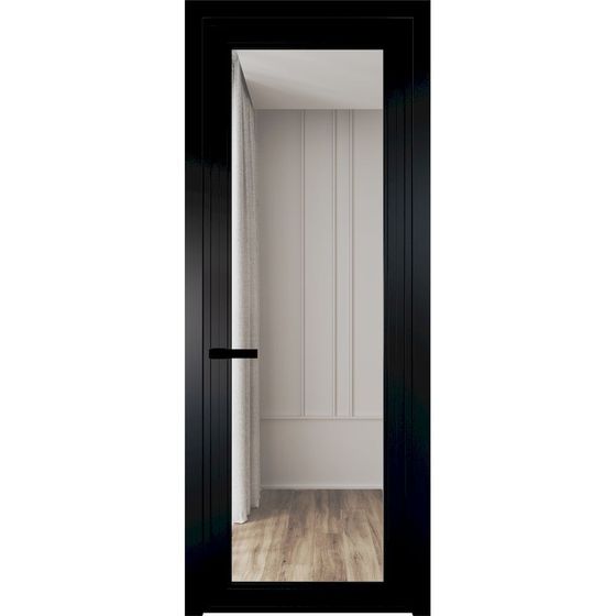 Алюминиевая дверь 1AGP чёрная матовая RAL9005 стекло прозрачное