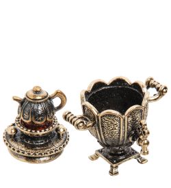 Народные промыслы AM-1283 Фигурка «Самовар» (латунь, янтарь)