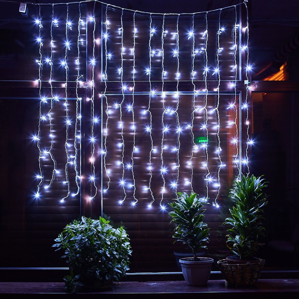 ULD-C1515-160-DTA WHITE IP20 Занавес светодиодный.1.5х1.5 м. 160 led. белый. с контроллером. провод прозрачный. IP20