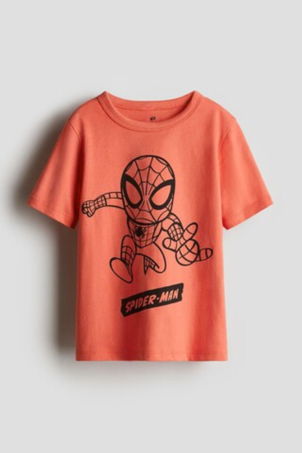 H&M Футболка с принтом, кораллово-красный