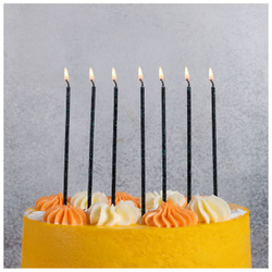 Свечи для торта Черные блеск 13,5 см, 24 шт
