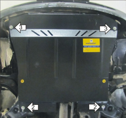 Защита картера Двигателя, КПП. 2 мм, Сталь. для Ford Courier 1998-2002, Ford Fiesta 1997-2002 MOTODOR.00720