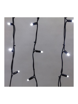 Гирлянда светодиодная "Айсикл" (бахрома) 4х0.6м 128LED бел. 10Вт 230В IP67 провод каучук черн. Neon-Night 255-225