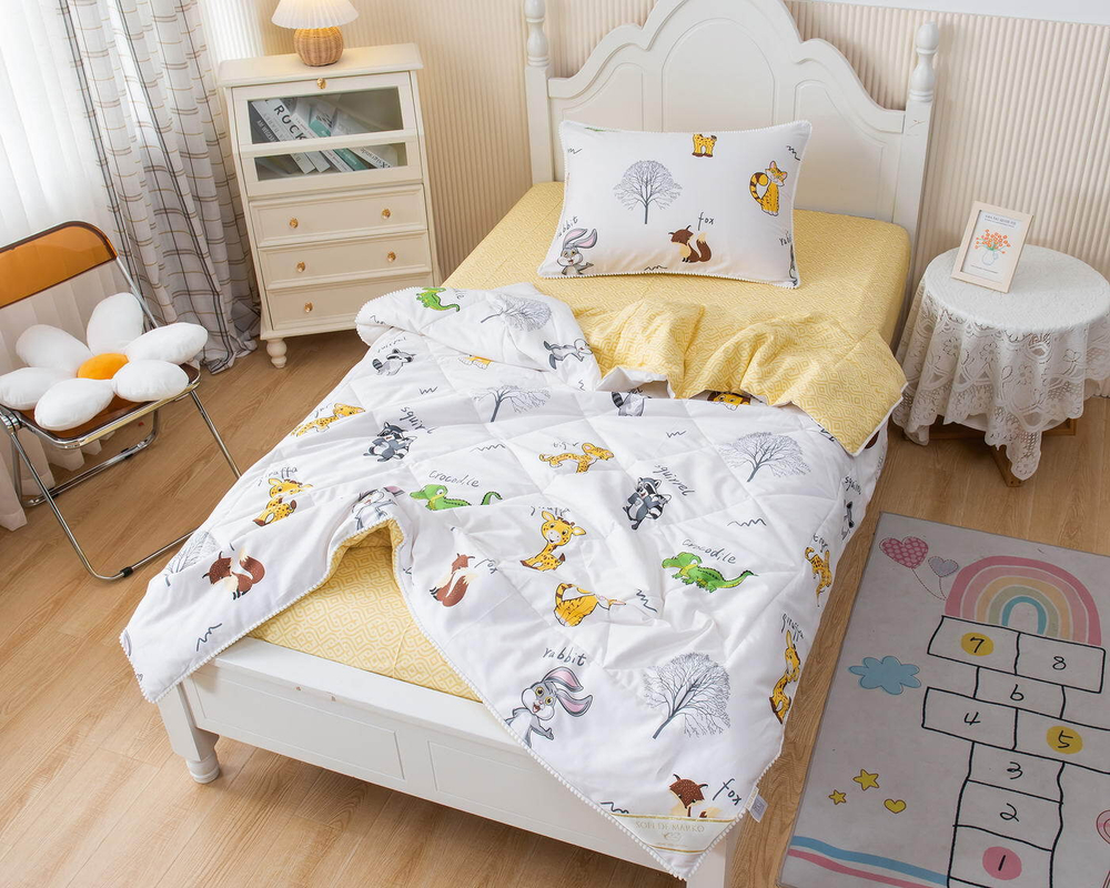 Детское постельное белье 1.5 спальное Sofi De MarkO Зверушки желтое