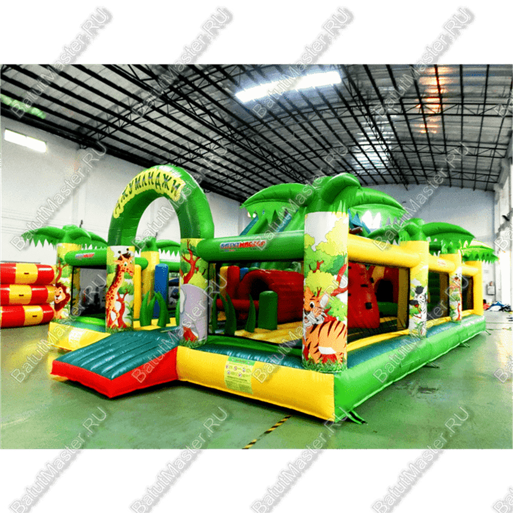 Коммерческий надувной батут "Джунгли малый со скалодромом"