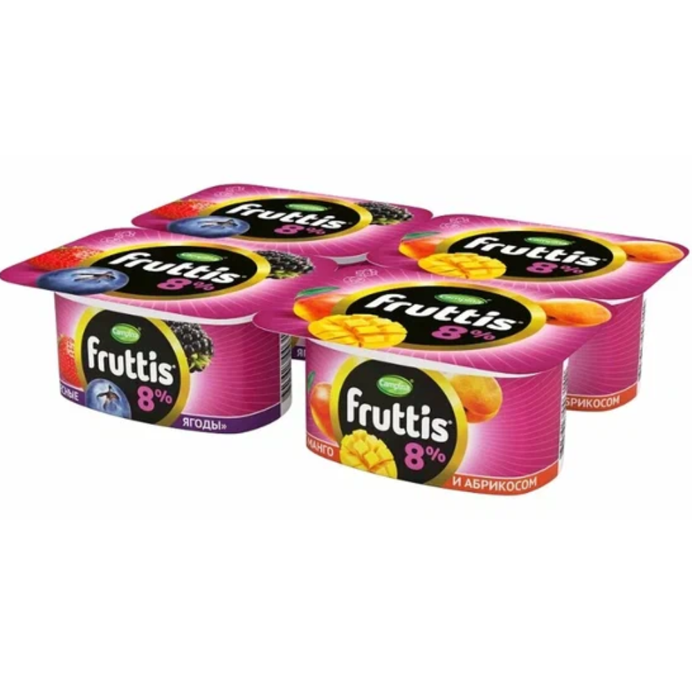 Йогурт Fruttis Лесные ягоды/Абрикос и манго 8% 115 гр