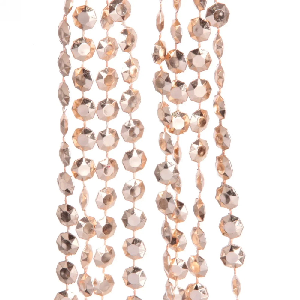 Бусы на ёлку 2,0 м «Стразы», Розовое золото
