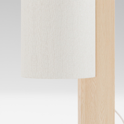 Фактура натурального ясеня и льняного полотна торшера Piera крупным планом