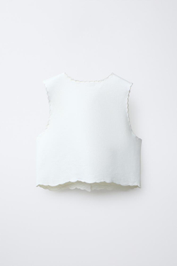 ZARA ЖИЛЕТ С ВЫШИВКОЙ, ЭКРЮ