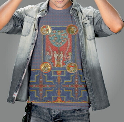 Мужская футболка "Рай и Ад", по мотивам иллюстраций из средневекового манускрипта, 14 век