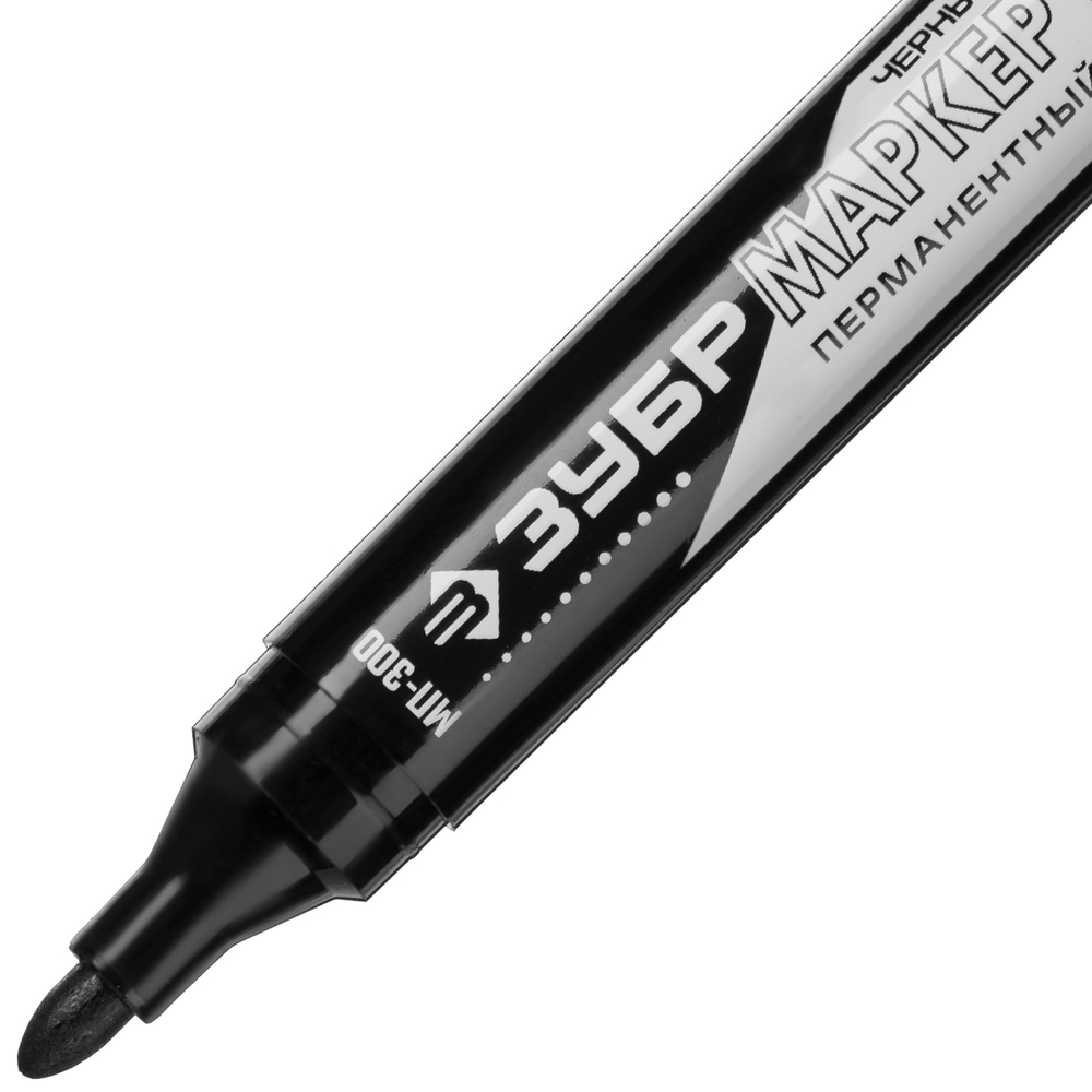 Перманентный маркер ЗУБР, 2 мм заостренный, черный, МП-300, серия Профессионал