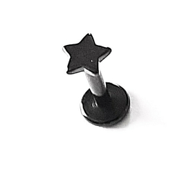 Серьга для пирсинга губы 6 мм "Черная Звездочка", толщина 1,2 мм. Медицинская сталь, титановое покрытие. 1 шт.