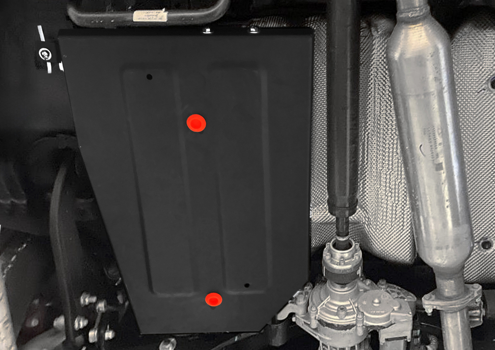 Защита топливного бака АвтоБроня для Exeed RX РКПП 4WD 2023-н.в., сталь 1.5 мм, рынок РФ, с крепежом, штампованная, 111.00962.1