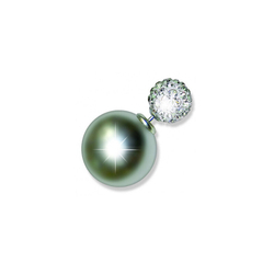 Серьги для ушей BIOJOUX BJU801 Silver Pearl/Crystal Double Ball front 8mm/back 14mm Италия
