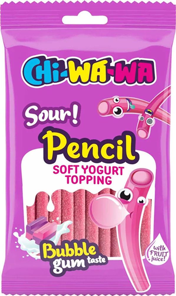 Жевательный мармелад Chi-Wa-Wa Бабл-гам кислый (карандаш) 80г