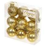 Новогодние шары 3 см (набор 9 шт) «Микс фактур», золото