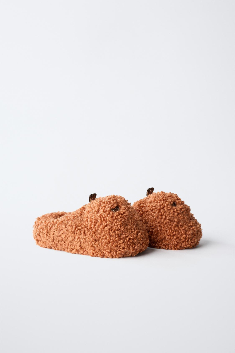 ZARA ДОМАШНИЕ ТАПОЧКИ ИЗ ИСКУССТВЕННОЙ ОВЧИНЫ С ТЫКВОЙ, КОРИЧНЕВЫЙ