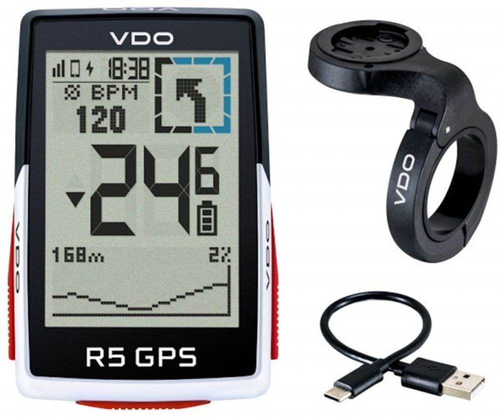 Велокомпьютер VDO R5 GPS 30 ф-ций БЕСПРОВОДНОЙ, ANT+,BLUETOOTH, белый (Германия) VDO NEW